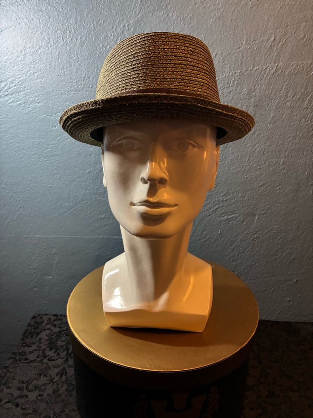 Goorin Bros “Sugar Daddy” Grey Moss Green Straw Pork Pie Fedora Hat. Size Medium